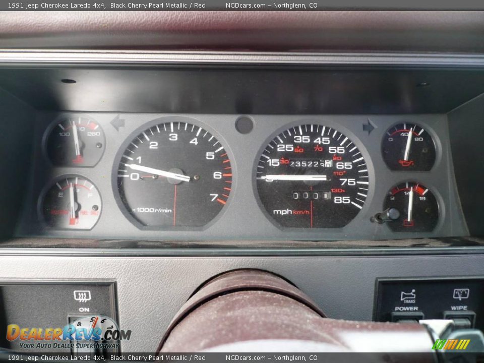 1991 Jeep Cherokee Laredo 4x4 Black Cherry Pearl Metallic / Red Photo #14