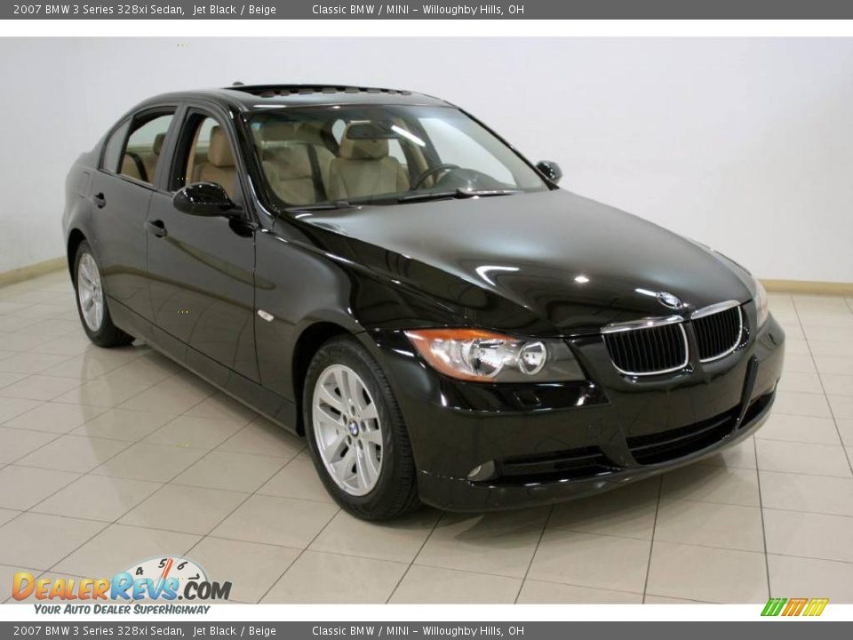 2007 BMW 3 Series 328xi Sedan Jet Black / Beige Photo #1