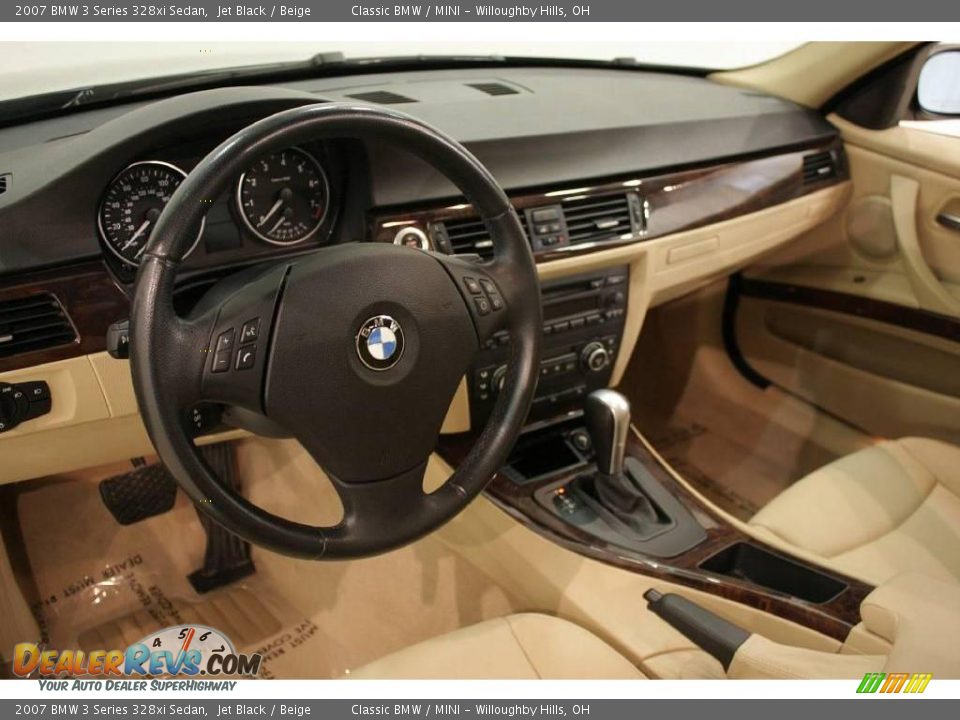 2007 BMW 3 Series 328xi Sedan Jet Black / Beige Photo #11