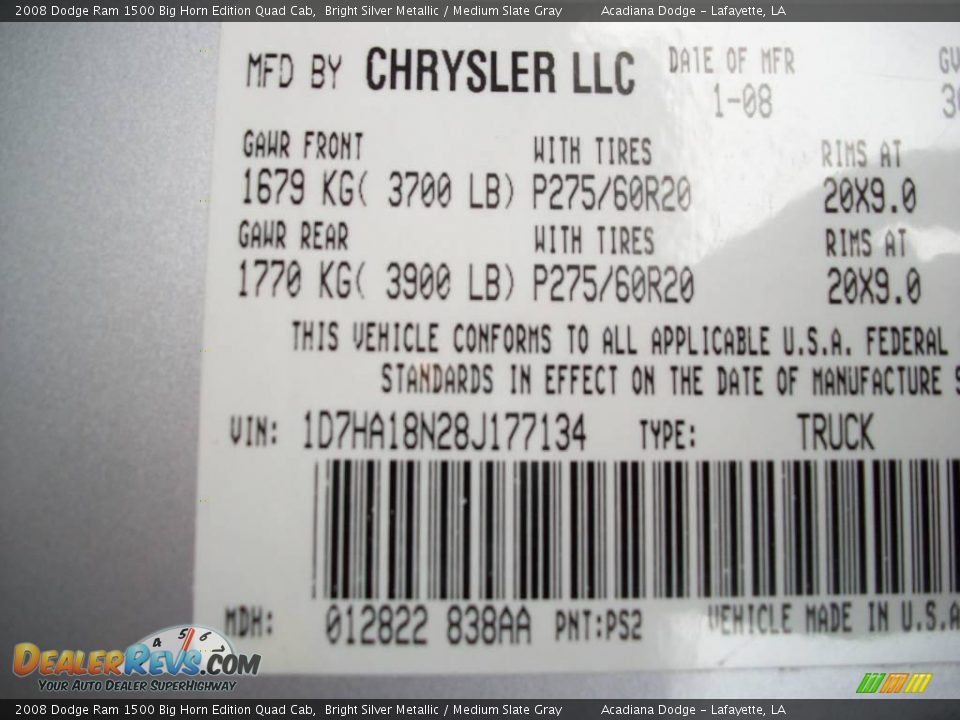 2008 Dodge Ram 1500 Big Horn Edition Quad Cab Bright Silver Metallic / Medium Slate Gray Photo #13