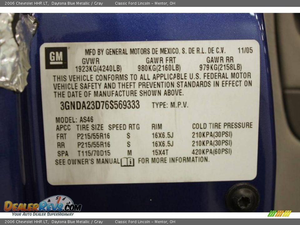 2006 Chevrolet HHR LT Daytona Blue Metallic / Gray Photo #19