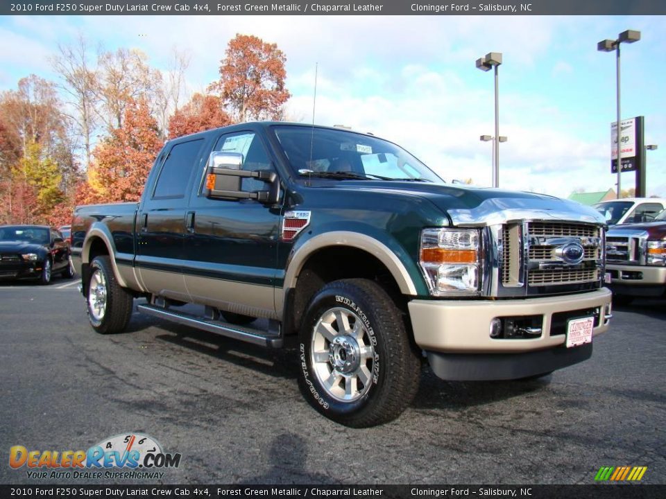 2010 Ford F250 Super Duty Lariat Crew Cab 4x4 Forest Green Metallic / Chaparral Leather Photo #1