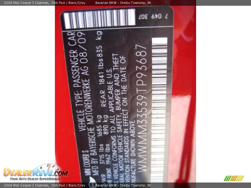 2009 Mini Cooper S Clubman Chili Red / Black/Grey Photo #11