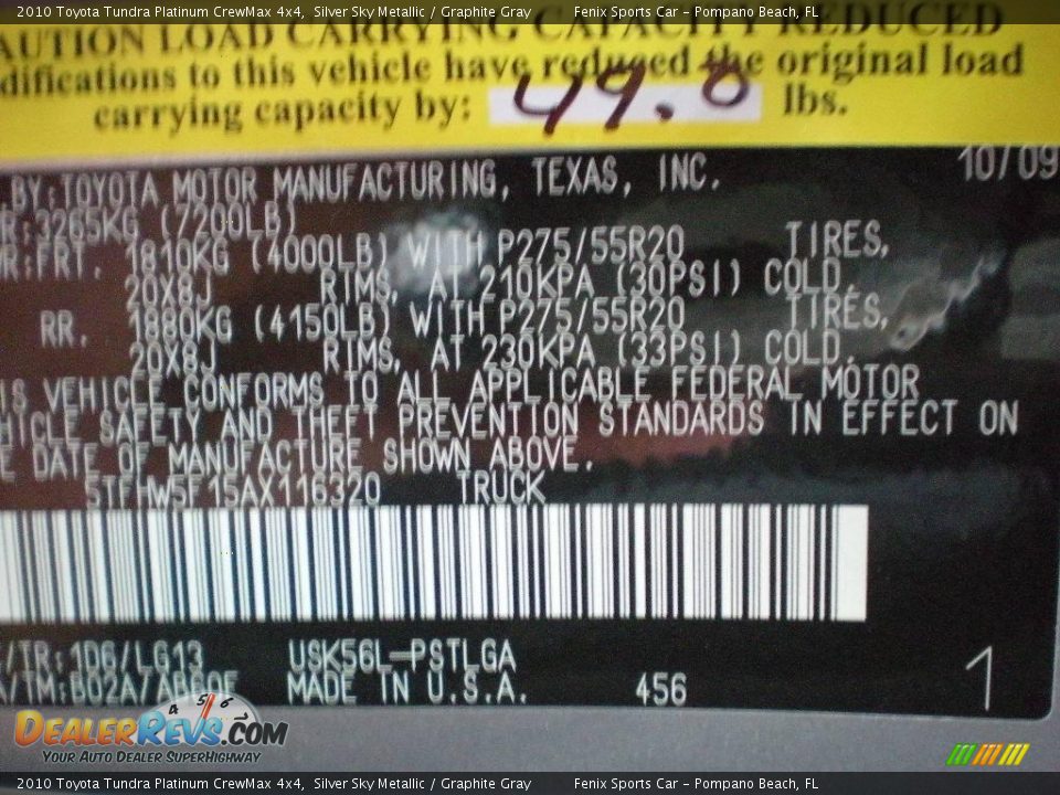 2010 Toyota Tundra Platinum CrewMax 4x4 Silver Sky Metallic / Graphite Gray Photo #27