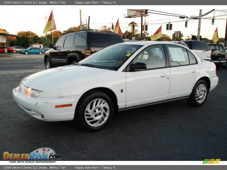 1999 Saturn S Series SL2 Sedan White / Tan Photo #1