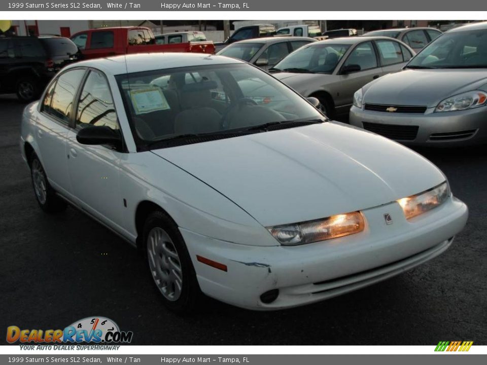 1999 Saturn S Series SL2 Sedan White / Tan Photo #3