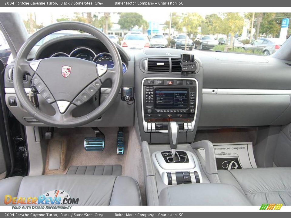 2004 Porsche Cayenne Turbo Black / Stone/Steel Grey Photo #3