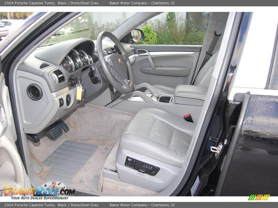 2004 Porsche Cayenne Turbo Black / Stone/Steel Grey Photo #5