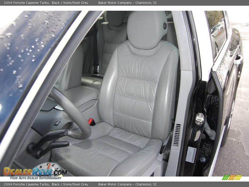 2004 Porsche Cayenne Turbo Black / Stone/Steel Grey Photo #6