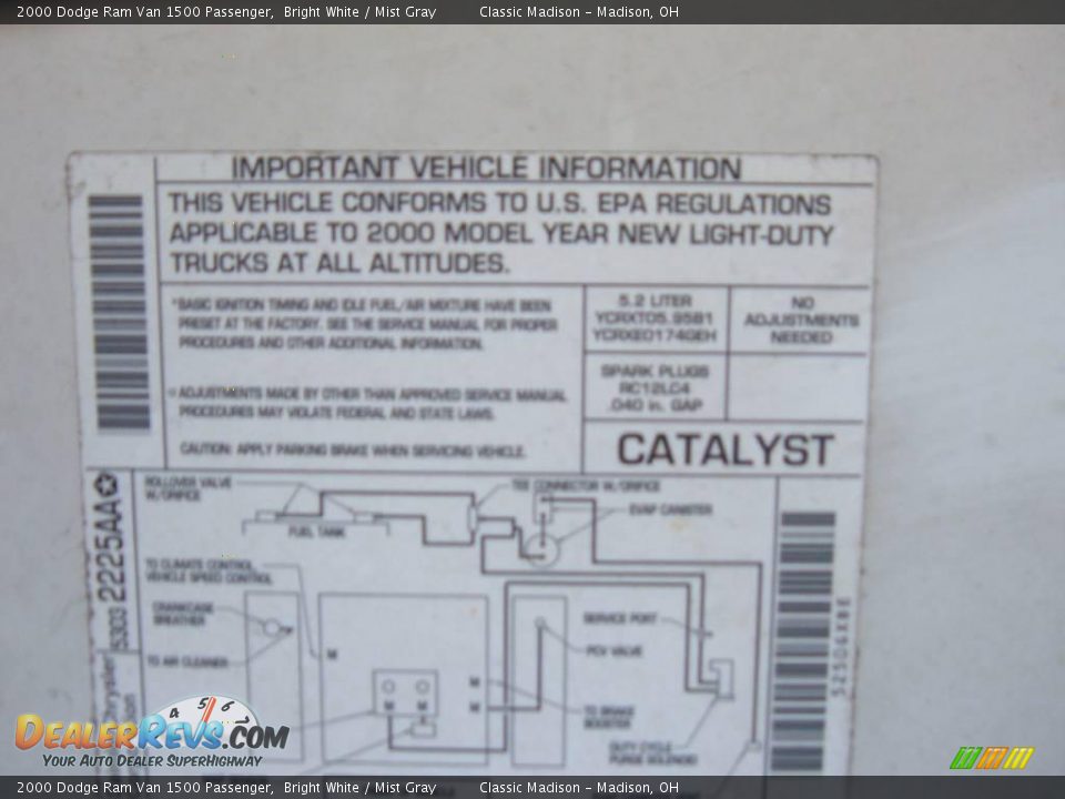 2000 Dodge Ram Van 1500 Passenger Bright White / Mist Gray Photo #7