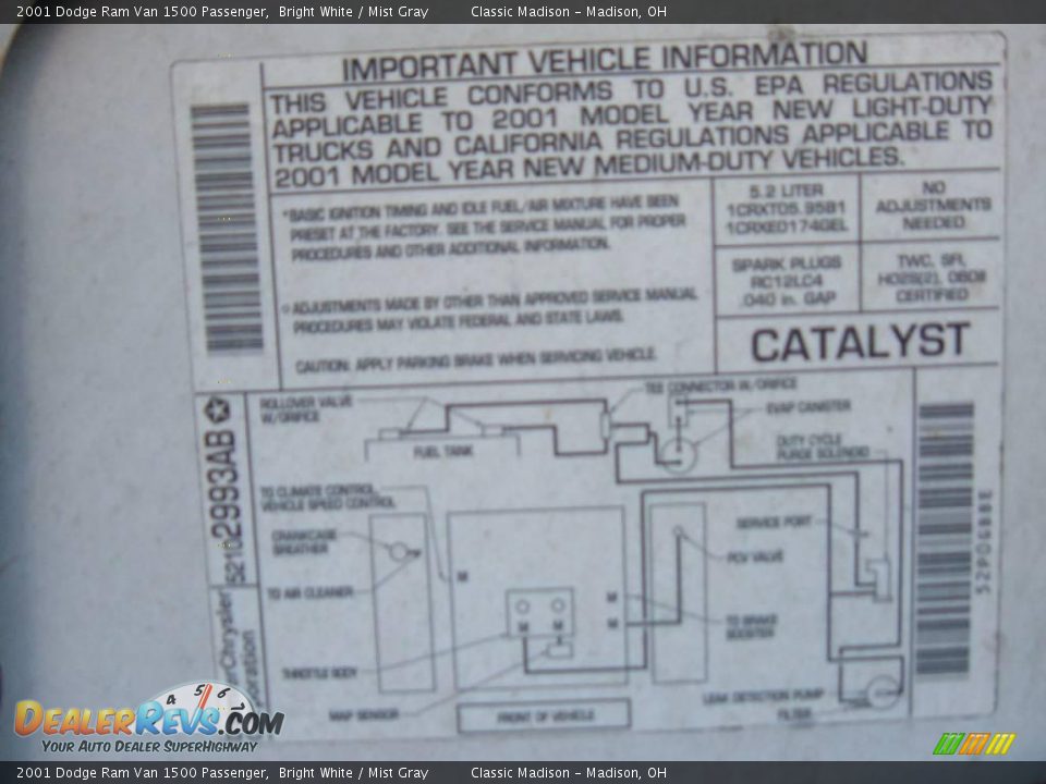 2001 Dodge Ram Van 1500 Passenger Bright White / Mist Gray Photo #8