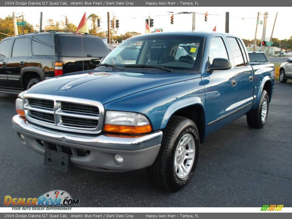 2004 Dodge Dakota SLT Quad Cab Atlantic Blue Pearl / Dark Slate Gray Photo #3