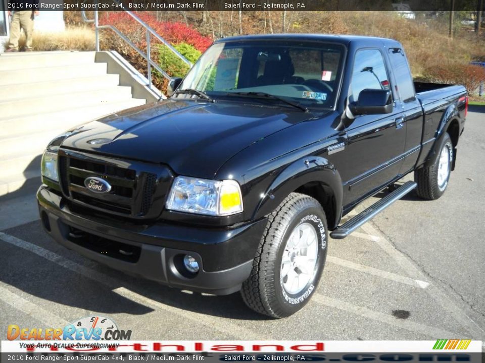 2010 Ford Ranger Sport SuperCab 4x4 Black / Medium Dark Flint Photo #2