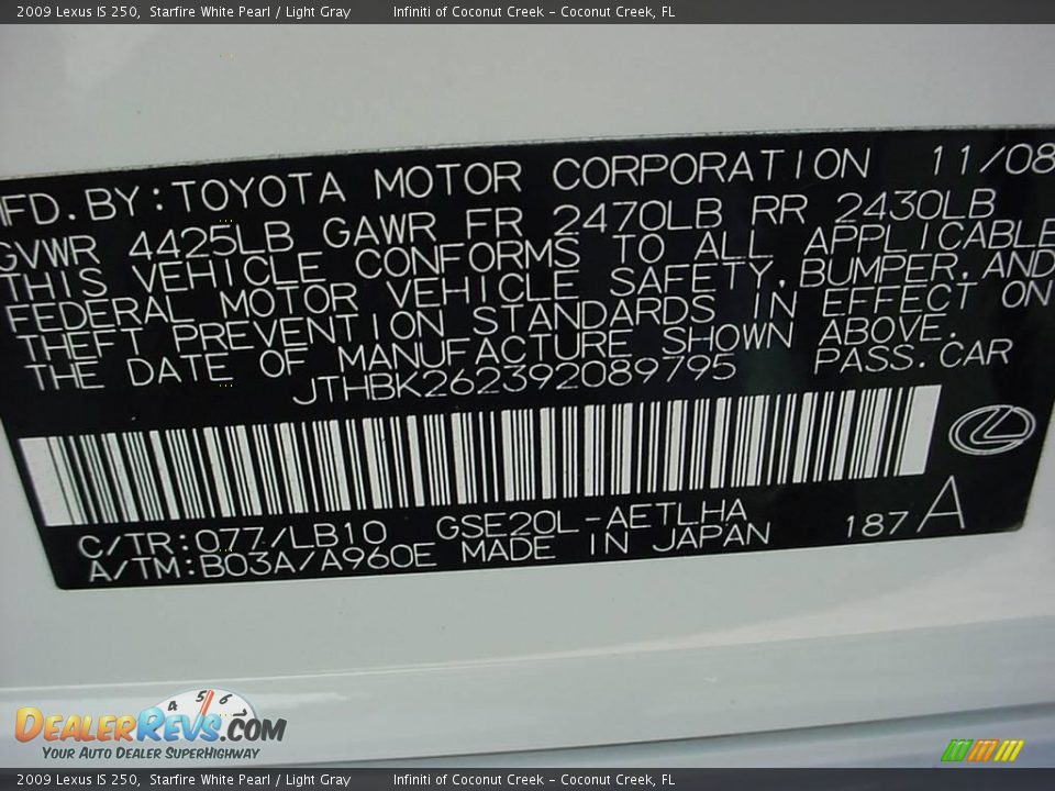 2009 Lexus IS 250 Starfire White Pearl / Light Gray Photo #29