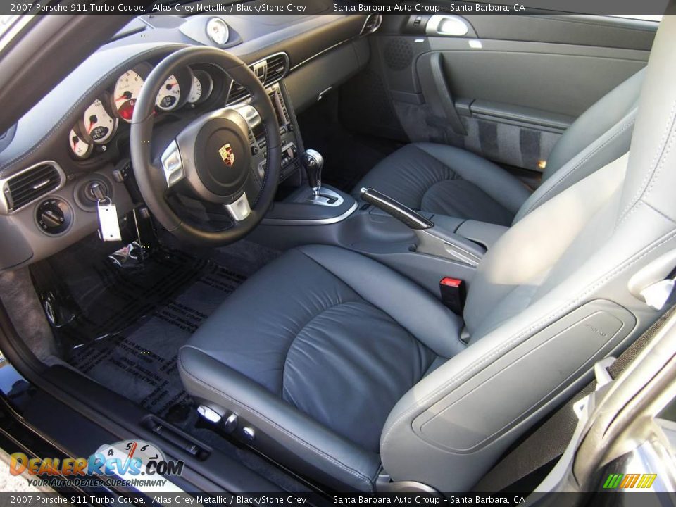 Black/Stone Grey Interior - 2007 Porsche 911 Turbo Coupe Photo #9