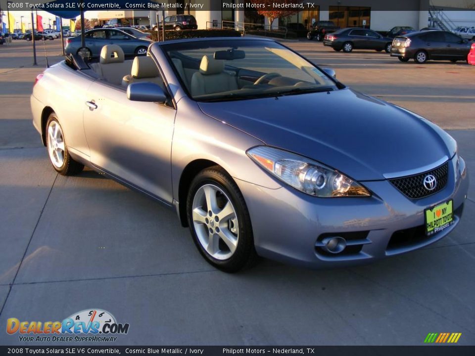 2008 Toyota Solara SLE V6 Convertible Cosmic Blue Metallic / Ivory Photo #21