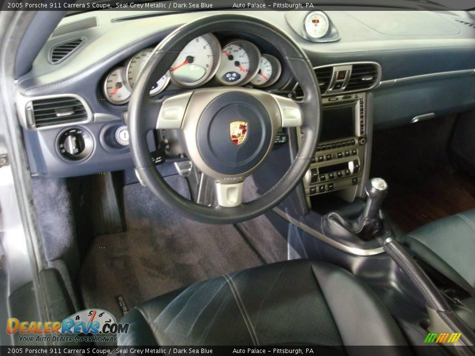 2005 Porsche 911 Carrera S Coupe Seal Grey Metallic / Dark Sea Blue Photo #12