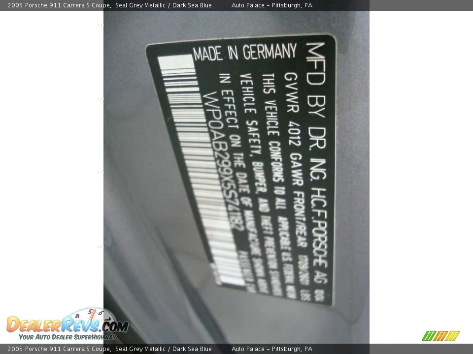 2005 Porsche 911 Carrera S Coupe Seal Grey Metallic / Dark Sea Blue Photo #19