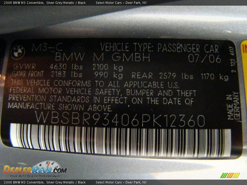 2006 BMW M3 Convertible Silver Grey Metallic / Black Photo #16