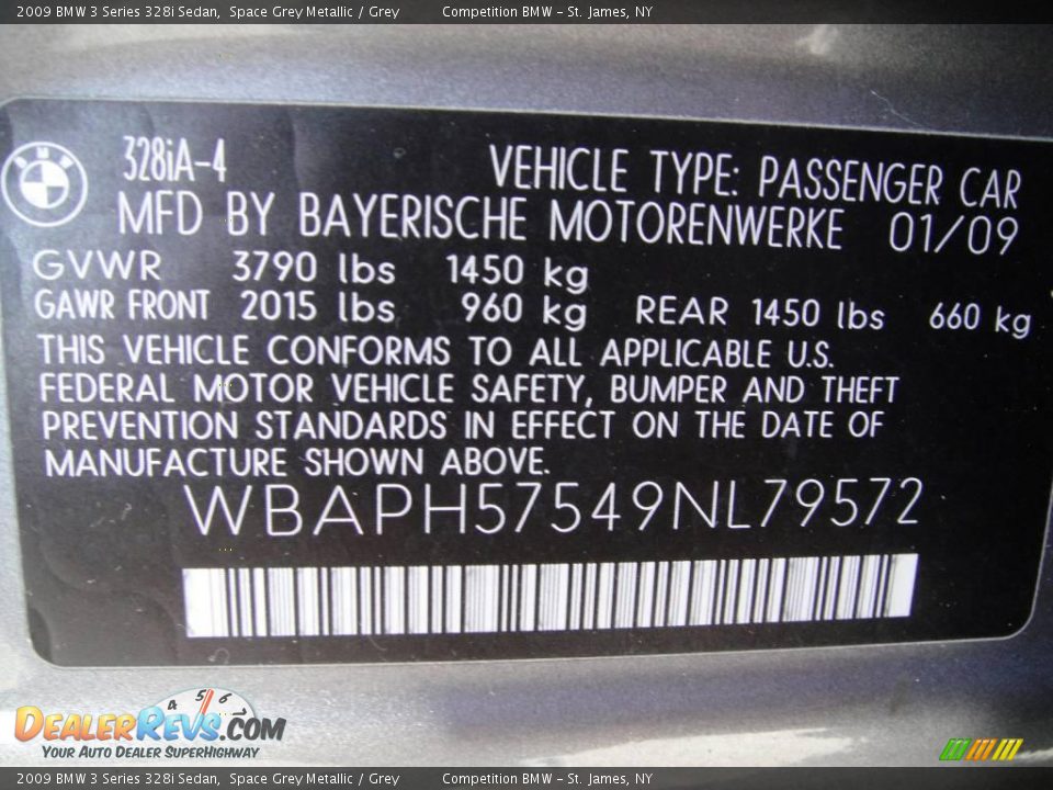 2009 BMW 3 Series 328i Sedan Space Grey Metallic / Grey Photo #16