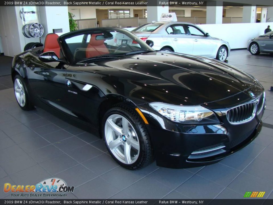 2009 BMW Z4 sDrive30i Roadster Black Sapphire Metallic / Coral Red Kansas Leather Photo #3