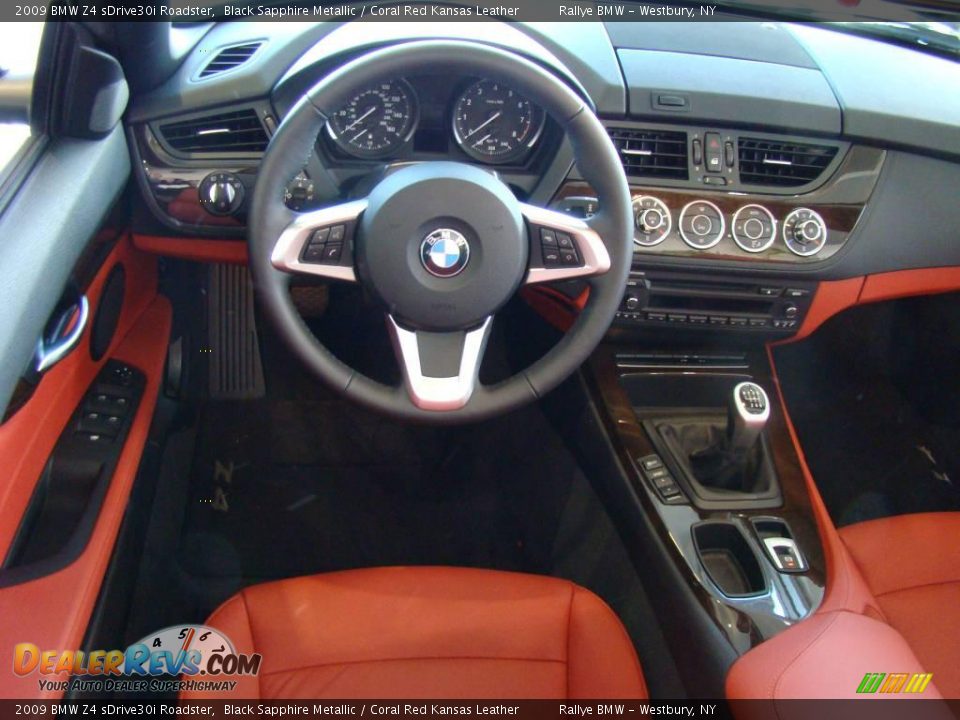 2009 BMW Z4 sDrive30i Roadster Black Sapphire Metallic / Coral Red Kansas Leather Photo #11