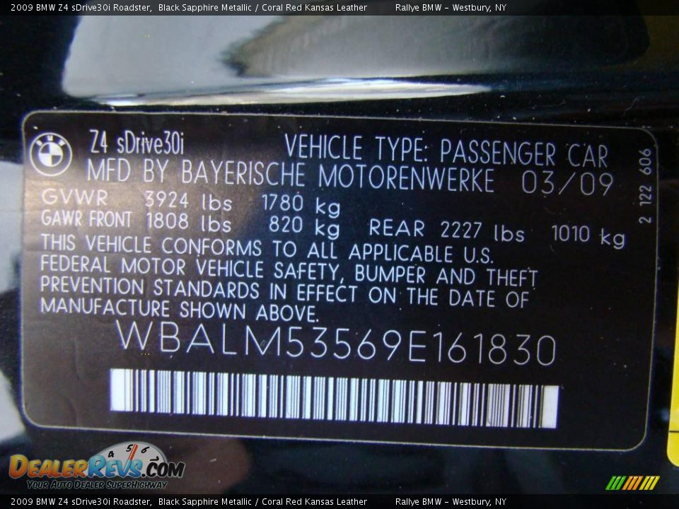 2009 BMW Z4 sDrive30i Roadster Black Sapphire Metallic / Coral Red Kansas Leather Photo #16