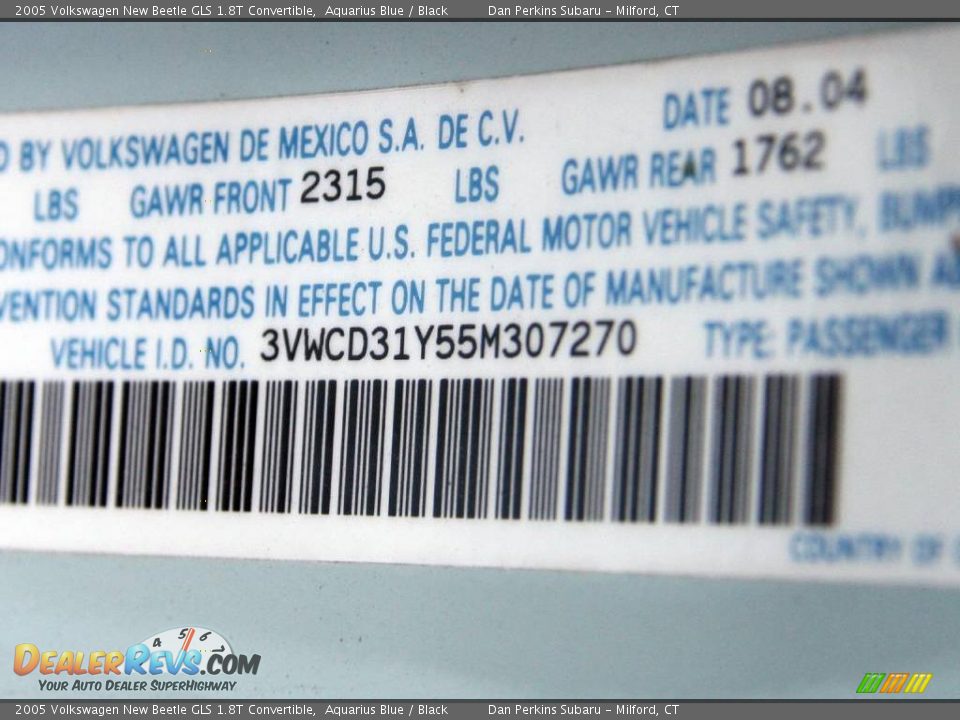 2005 Volkswagen New Beetle GLS 1.8T Convertible Aquarius Blue / Black Photo #22