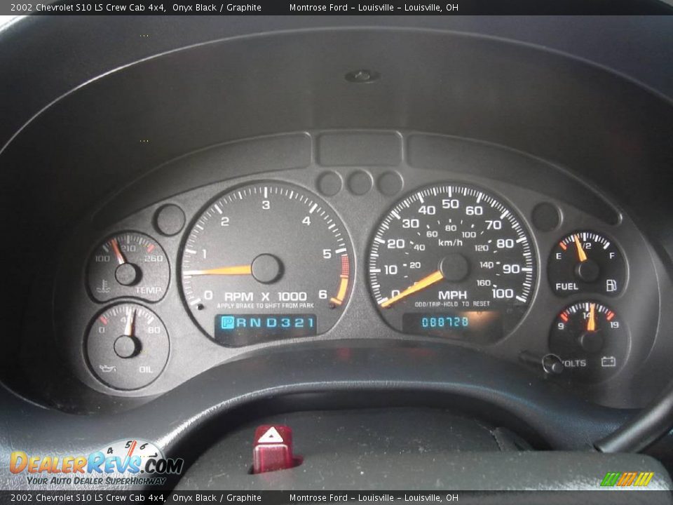 2002 Chevrolet S10 LS Crew Cab 4x4 Onyx Black / Graphite Photo #30