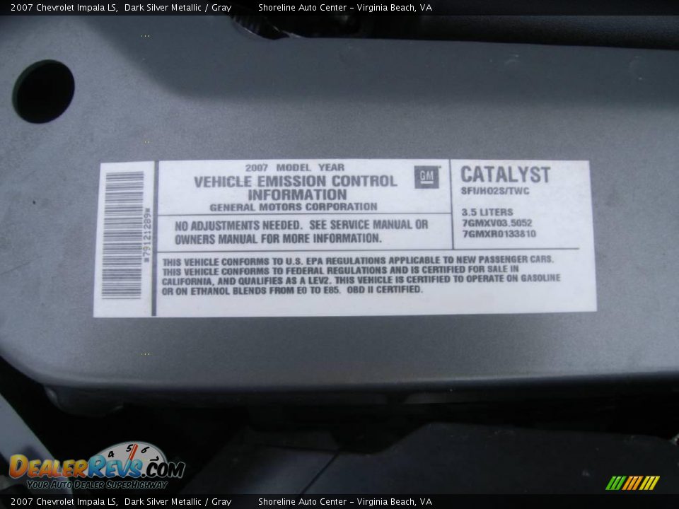 2007 Chevrolet Impala LS Dark Silver Metallic / Gray Photo #12