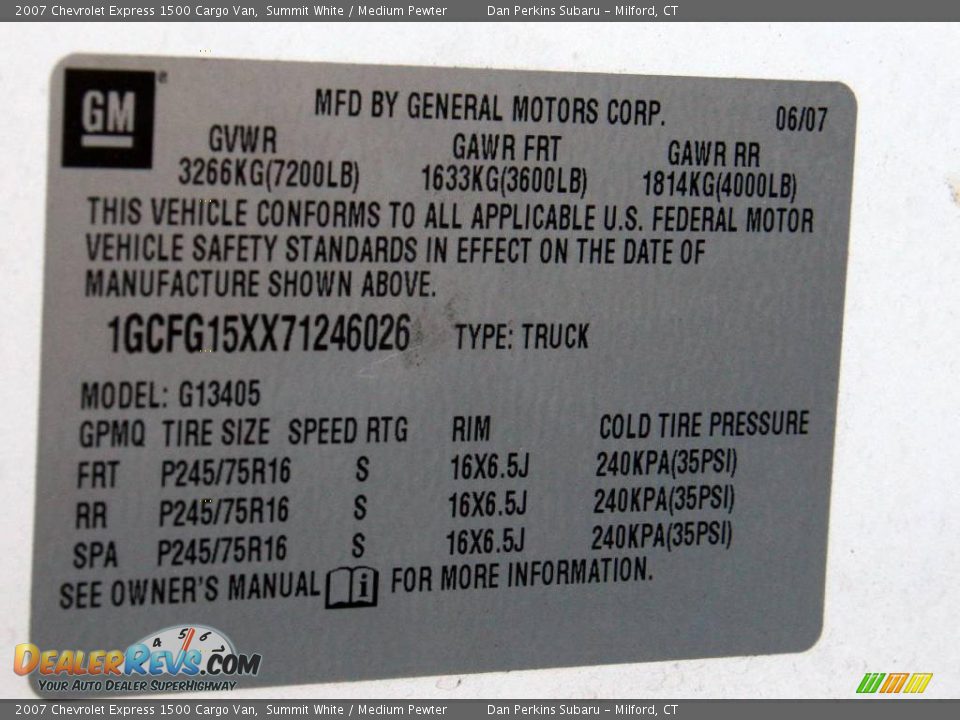 2007 Chevrolet Express 1500 Cargo Van Summit White / Medium Pewter Photo #23