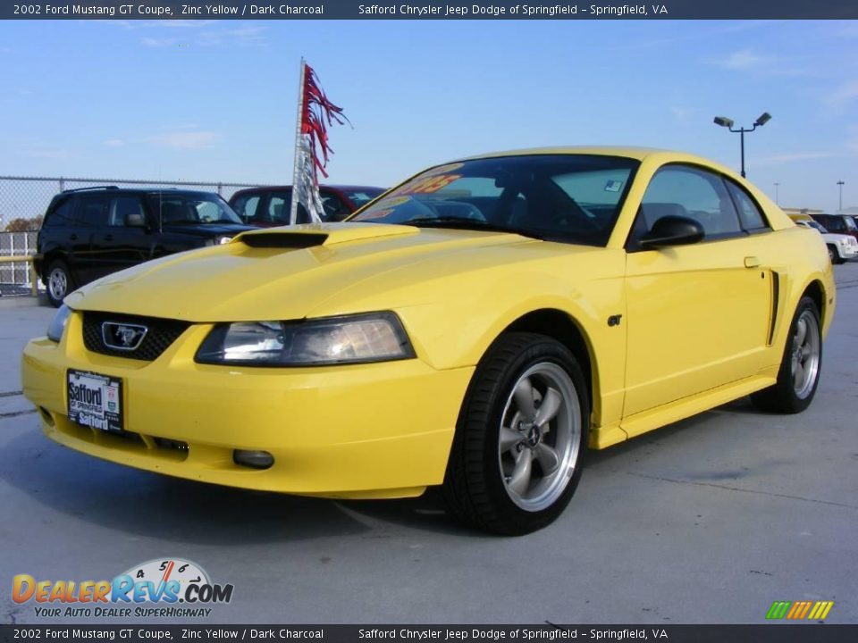 2002 Ford Mustang GT Coupe Zinc Yellow / Dark Charcoal Photo #1
