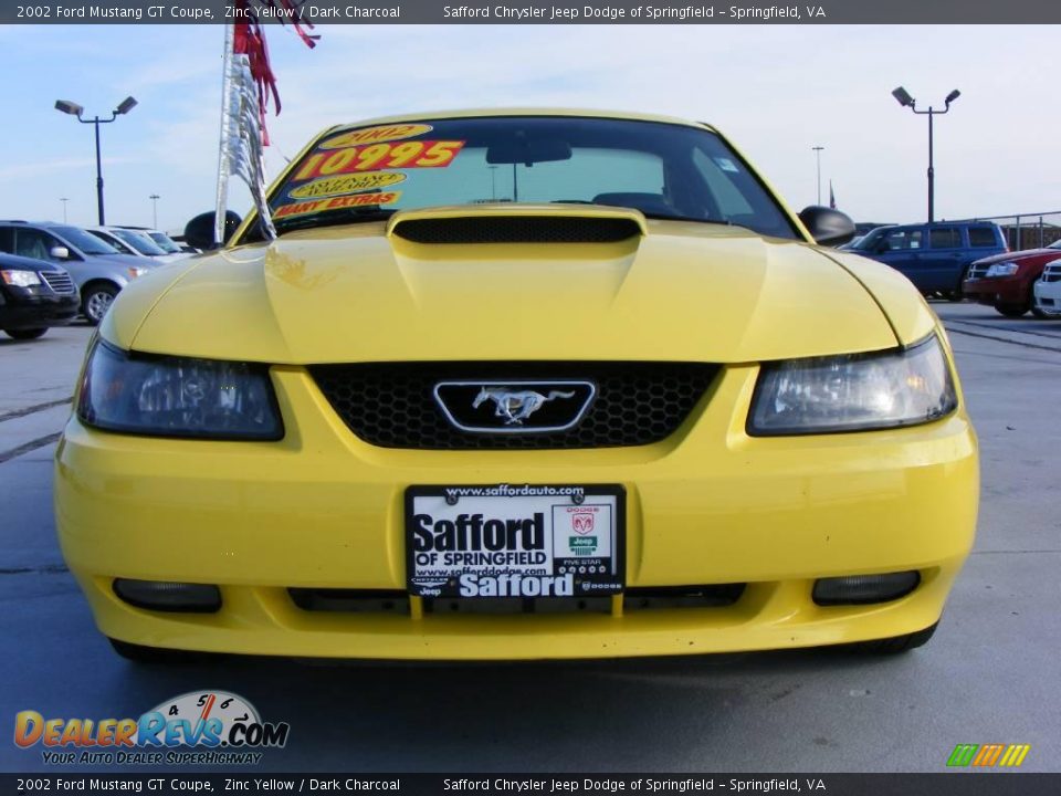 2002 Ford Mustang GT Coupe Zinc Yellow / Dark Charcoal Photo #2