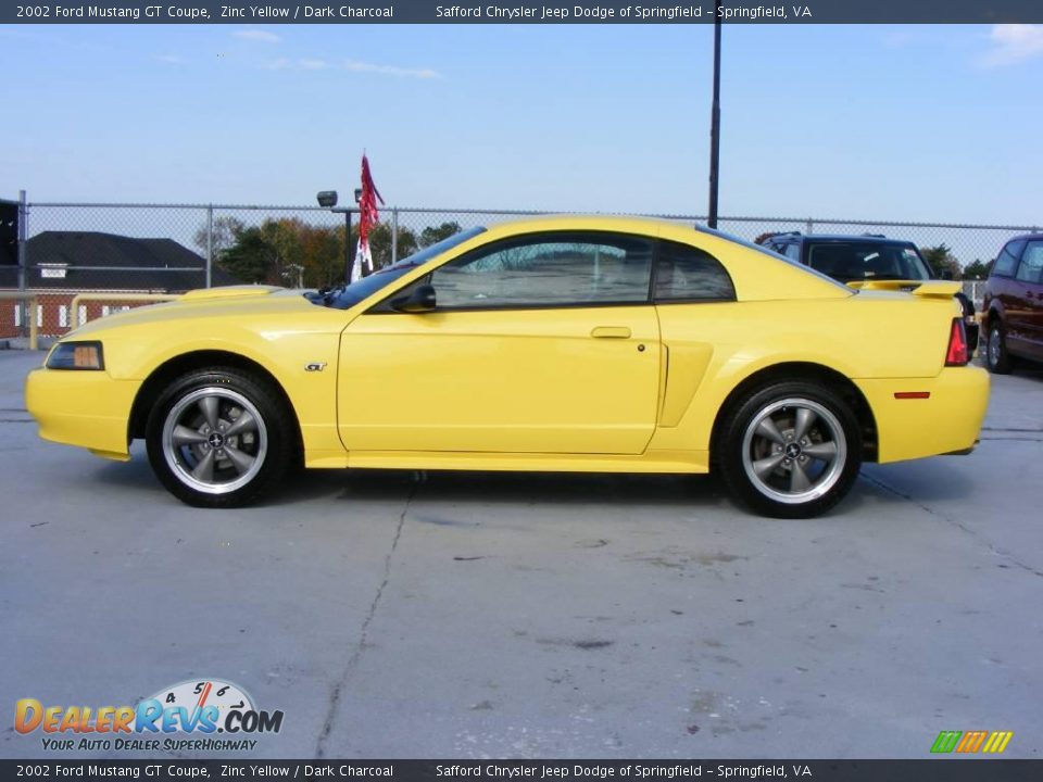 2002 Ford Mustang GT Coupe Zinc Yellow / Dark Charcoal Photo #8