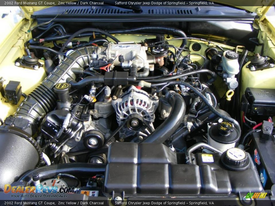 2002 Ford Mustang GT Coupe Zinc Yellow / Dark Charcoal Photo #9