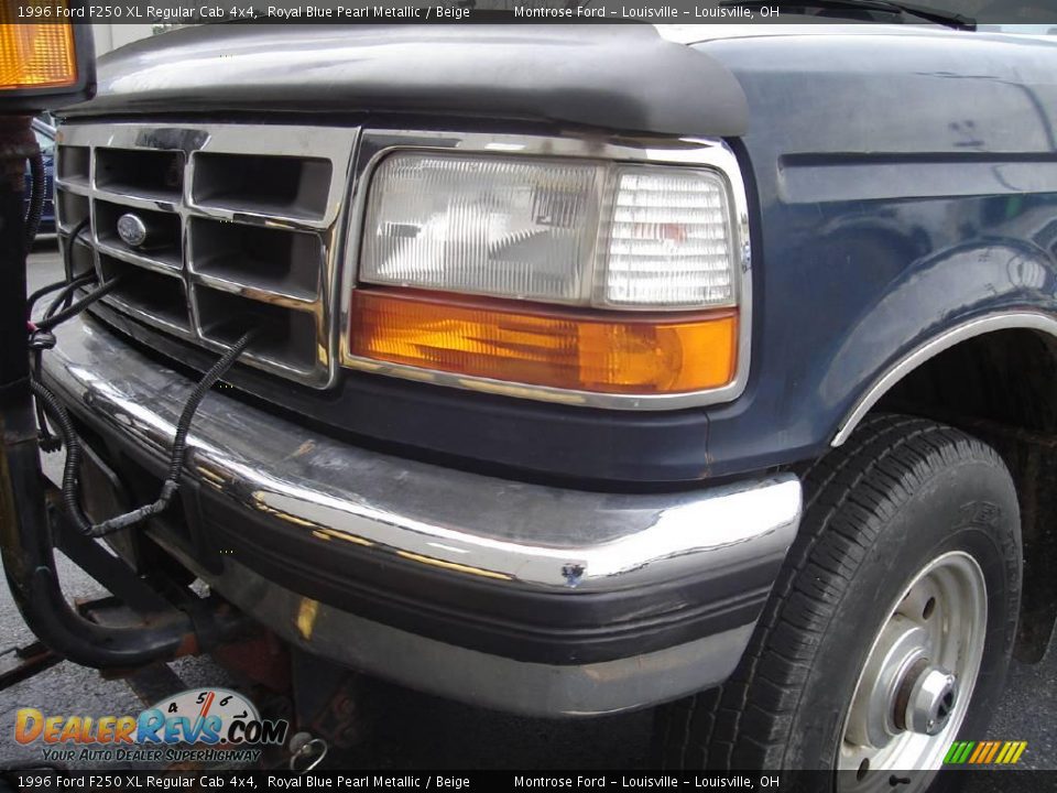1996 Ford F250 XL Regular Cab 4x4 Royal Blue Pearl Metallic / Beige Photo #16
