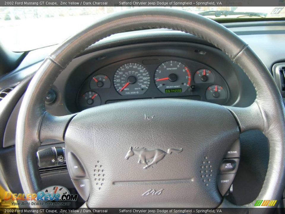 2002 Ford Mustang GT Coupe Zinc Yellow / Dark Charcoal Photo #11
