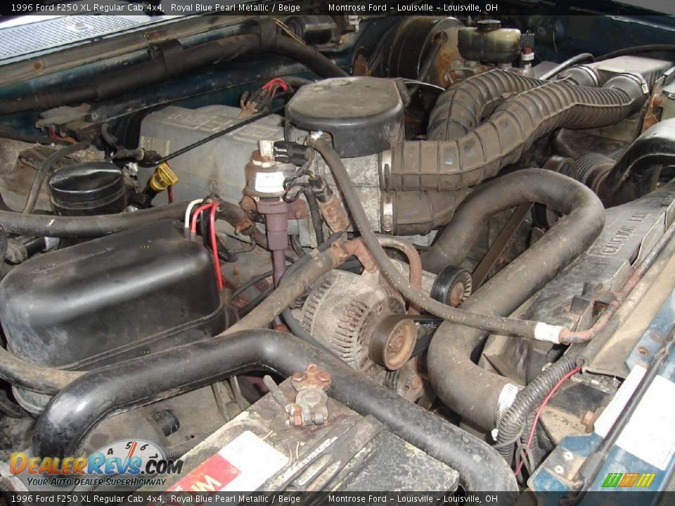 1996 Ford F250 XL Regular Cab 4x4 Royal Blue Pearl Metallic / Beige Photo #35