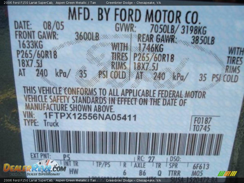 2006 Ford F150 Lariat SuperCab Aspen Green Metallic / Tan Photo #36
