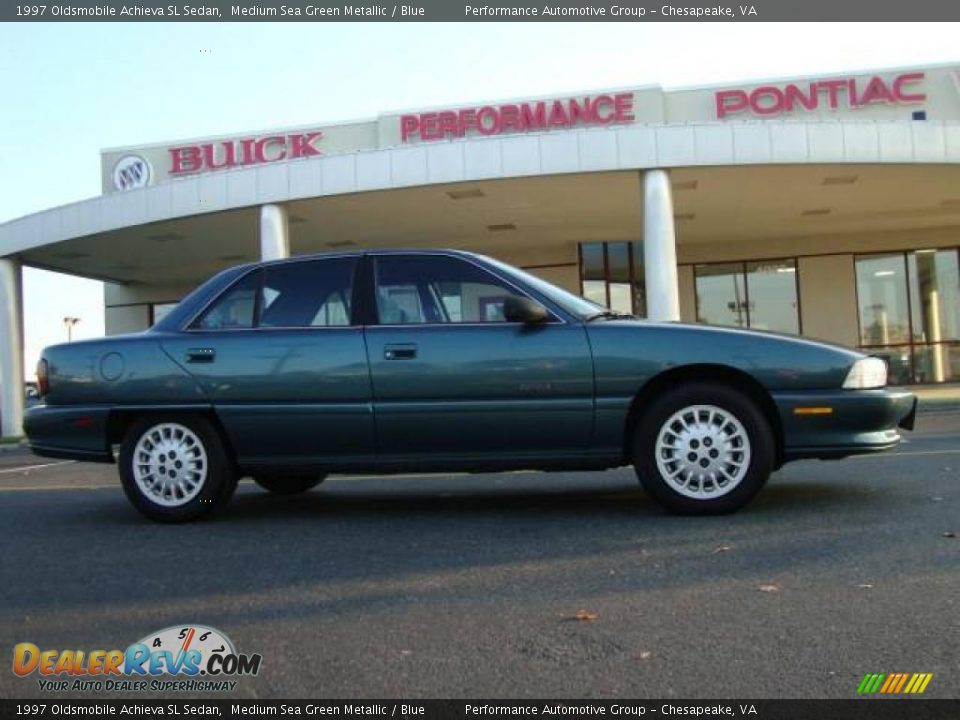 1997 Oldsmobile Achieva SL Sedan Medium Sea Green Metallic / Blue Photo #6