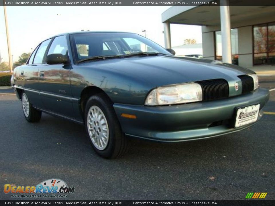 1997 Oldsmobile Achieva SL Sedan Medium Sea Green Metallic / Blue Photo #7