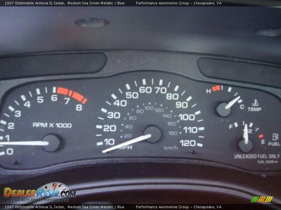 1997 Oldsmobile Achieva SL Sedan Medium Sea Green Metallic / Blue Photo #22