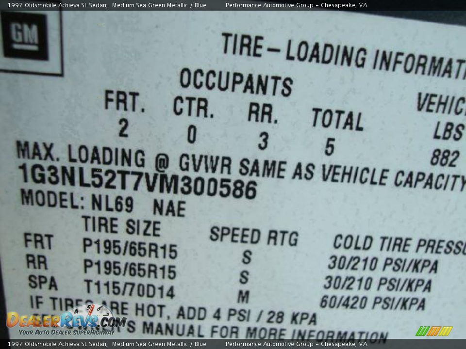 1997 Oldsmobile Achieva SL Sedan Medium Sea Green Metallic / Blue Photo #26