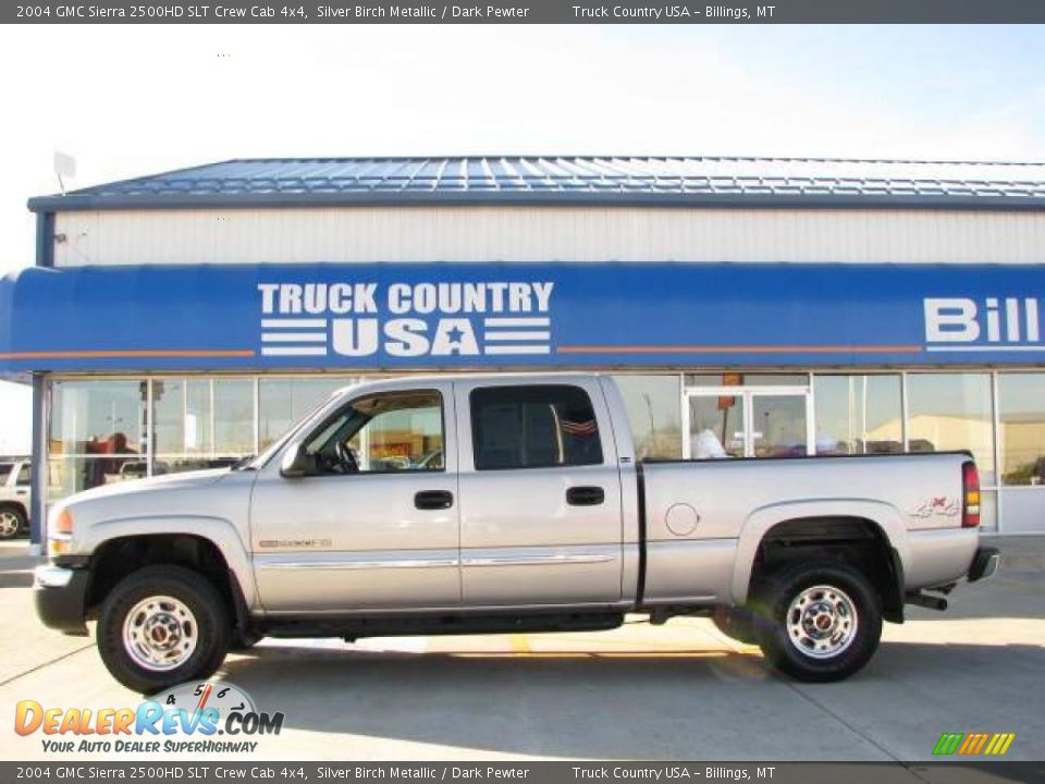2004 GMC Sierra 2500HD SLT Crew Cab 4x4 Silver Birch Metallic / Dark Pewter Photo #1
