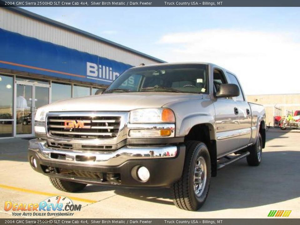 2004 GMC Sierra 2500HD SLT Crew Cab 4x4 Silver Birch Metallic / Dark Pewter Photo #2