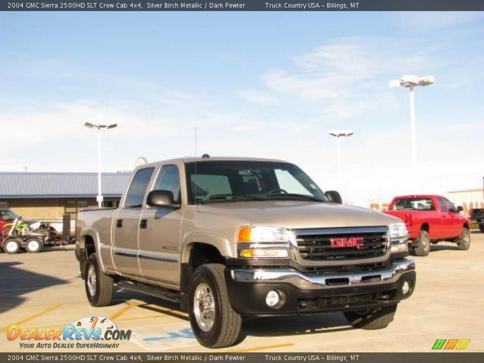 2004 GMC Sierra 2500HD SLT Crew Cab 4x4 Silver Birch Metallic / Dark Pewter Photo #3