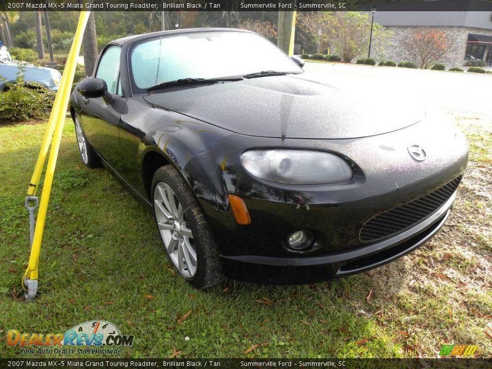 2007 Mazda MX-5 Miata Grand Touring Roadster Brilliant Black / Tan Photo #1