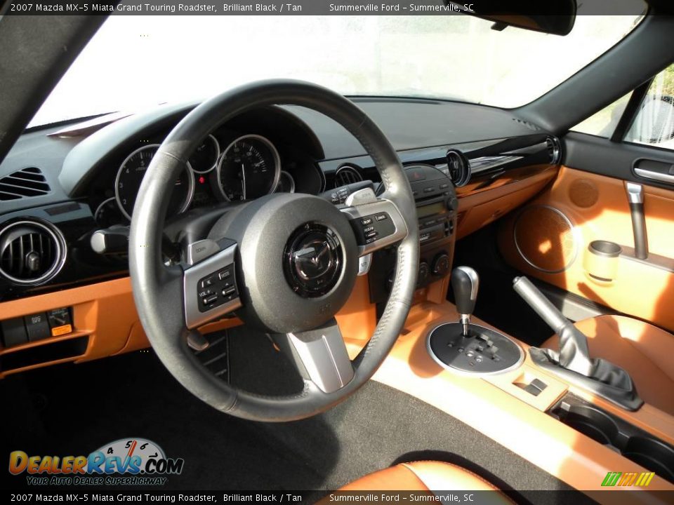 2007 Mazda MX-5 Miata Grand Touring Roadster Brilliant Black / Tan Photo #3