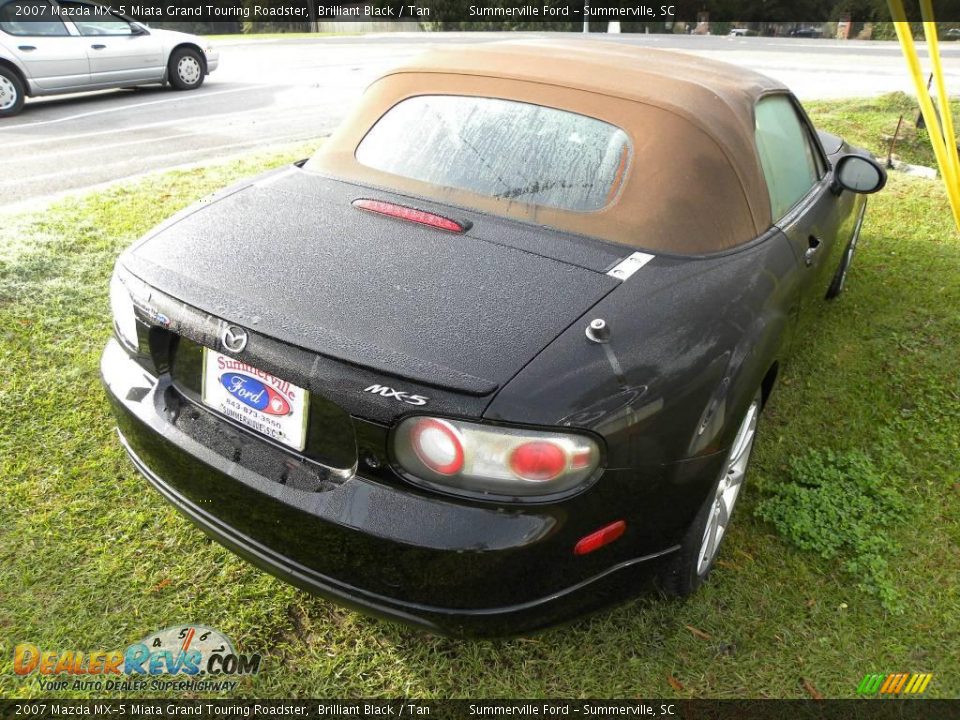 2007 Mazda MX-5 Miata Grand Touring Roadster Brilliant Black / Tan Photo #7