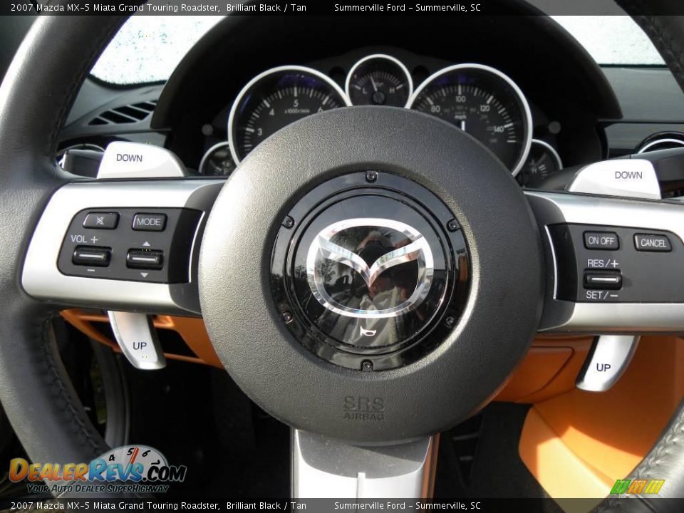 2007 Mazda MX-5 Miata Grand Touring Roadster Brilliant Black / Tan Photo #12